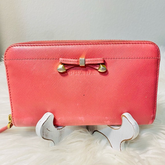 Prada Pink Saffiano Leather Zip Wallet - Picture 1 of 3